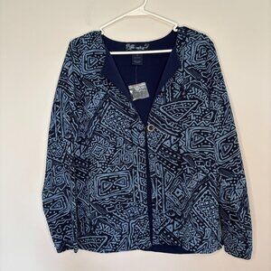 SUSAN GRAVER STYLE XS NEW Blue 1 Button Blazer Geomet Lightweight Reversible